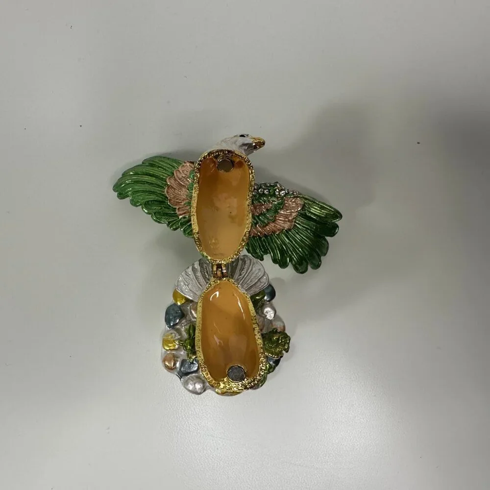 Millwood Pines Austrian Crystal Enamelled American Bauld Eagle Trinket Box